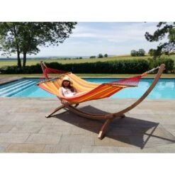 Hamac Brésilien 'Eskapade Sunny' Avec Support En Bois FSC -VerdeLuxe 884240 1333660