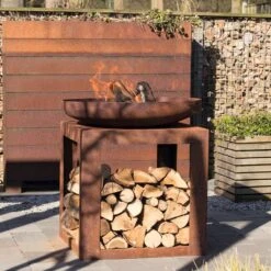 Brasero Au Bois Selki Industrial En Acier - 80x80x85 Cm -VerdeLuxe 884438 002