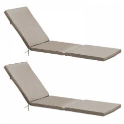 Lot De 2 Coussins Bain De Soleil Polyester Taupe 186x53x5 Cm