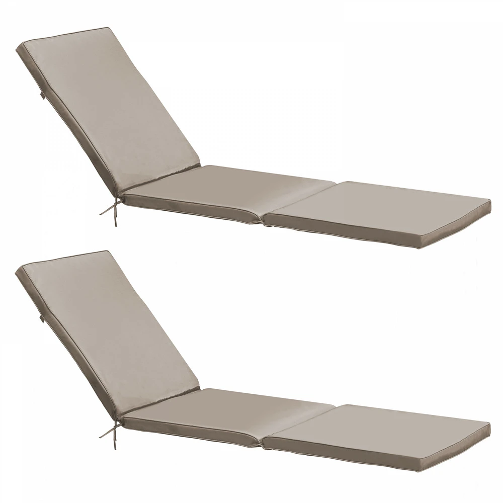 Lot De 2 Coussins Bain De Soleil Polyester Taupe 186x53x5 Cm 3 Lot De 2 Coussins Bain De Soleil Polyester Taupe 186x53x5 Cm